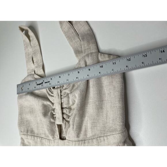 Monteau Ruched Keyhole Jumpsuit Cropped Straight Leg Cream Beachy Cottage Small - Picture 8 of 12